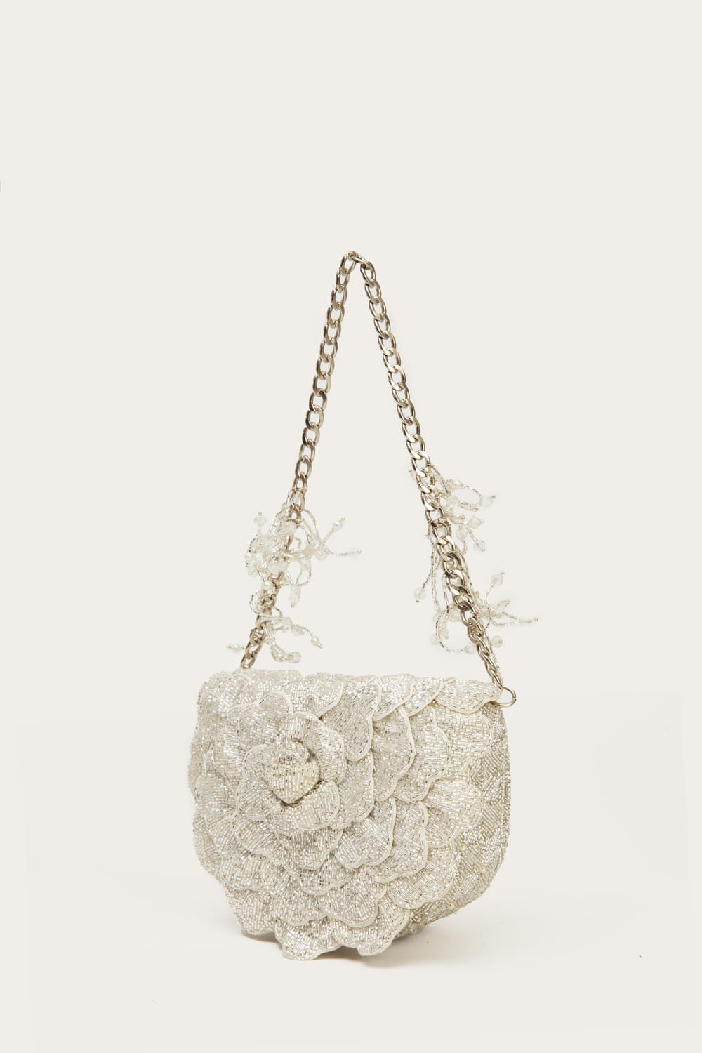 Doux Amour Silver Rosalind Coco Beaded Clutch